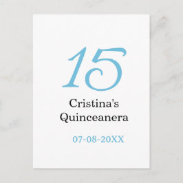 Cartão Postal 15th quinceanera birthday blue black bold letter n
