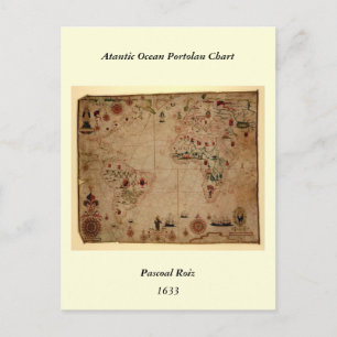 Cartão Postal 1633 Atantic Ocean Portolan Chart - Pascarbonet Ro