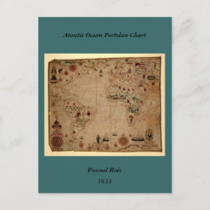 Cartão Postal 1633 Atantic Ocean Portolan Chart - Pascarbonet Ro