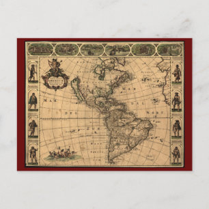 Cartão Postal 1660 - Mapa histórico da América do Norte e do Sul
