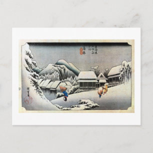 Cartão Postal 16. Kanbara-juku, Hiroshige, Ukiyo-e