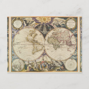 Cartão Postal 1702 Um novo mapa do mundo