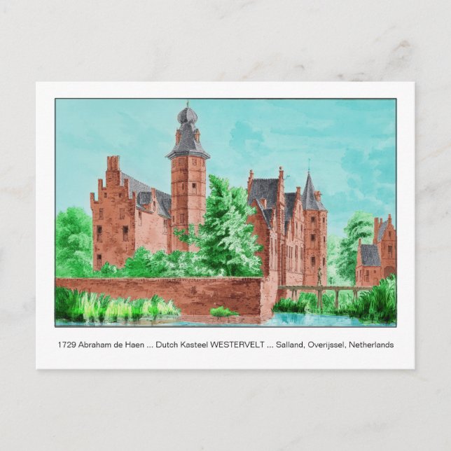 Cartão Postal 1729 A. de Haen Dutch Kasteel WESTERVELT... (Frente)