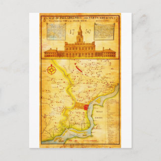 Cartão Postal 1752 1850 Mapa de serra de Filadélfia E