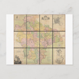 Cartão Postal 1765 Mapa de Devonshire por Benjamin Donn
