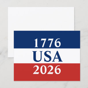 Cartão Postal 1776 EUA 2026 Vermelho Branco e Azul Patriótico
