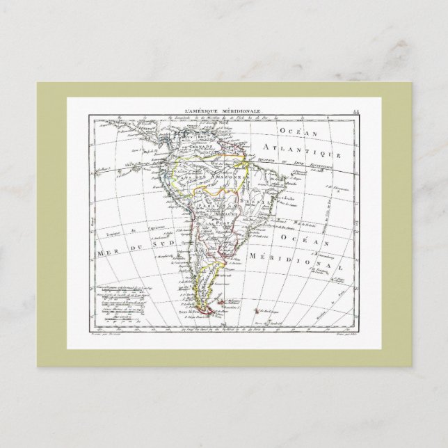 Cartão Postal 1806 mapa - L'Amérique Méridionale (Frente)
