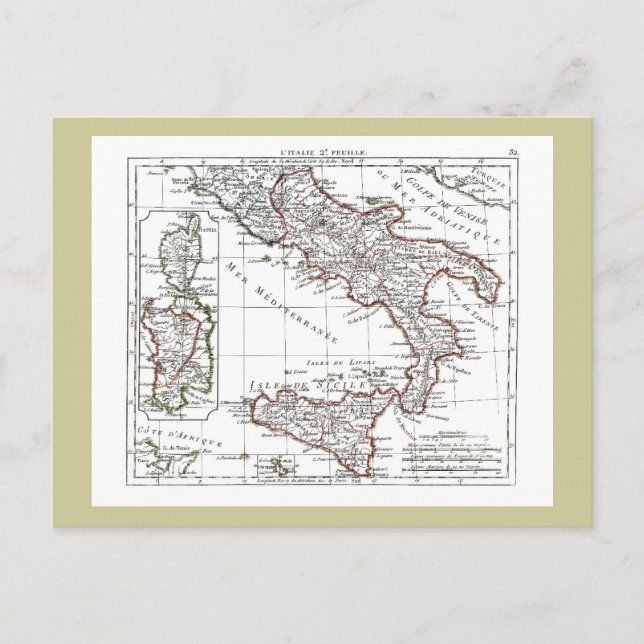Cartão Postal 1806 mapa - L'Italie (Sul) (Frente)