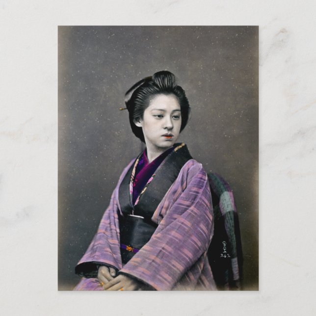 Cartão Postal 1870 Linda Mulher Japonesa (Frente)