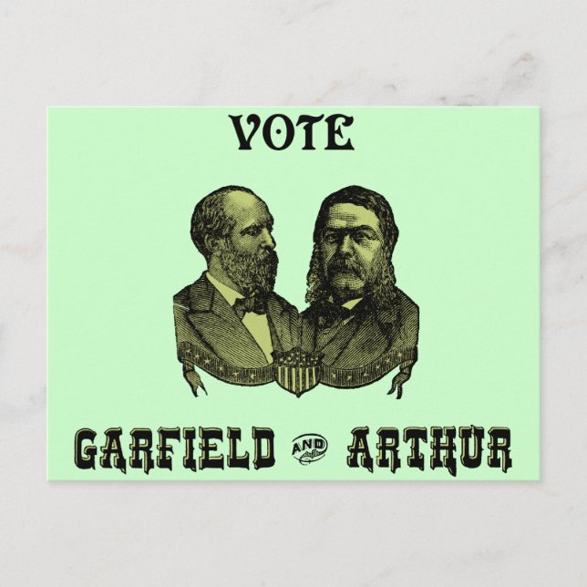 Cartão Postal 1880 Vote Garfield e Arthur, verde (Frente)
