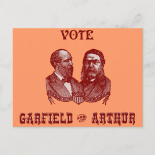 Cartão Postal 1880 Vote Garfield e Arthur, vermelho