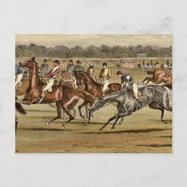 Cartão Postal 1886 Arte Steeplechase Horse (Frente)
