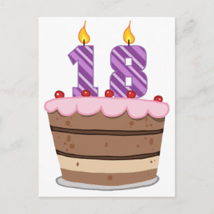 Cartão Postal 18 anos no Bolo de Aniversário