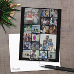 Cartão Postal 18 Colagem de Fotos e Texto - Pode Editar Preto<br><div class="desc">Um design com fundo preto básico. Use até 18 fotos quadradas para criar um presente exclusivo e pessoal. Se precisar ajustar as fotos,  clique na ferramenta personalizar para fazer alterações.</div>