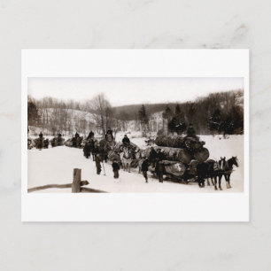 Cartão Postal 1905 Lumberjacks no trabalho