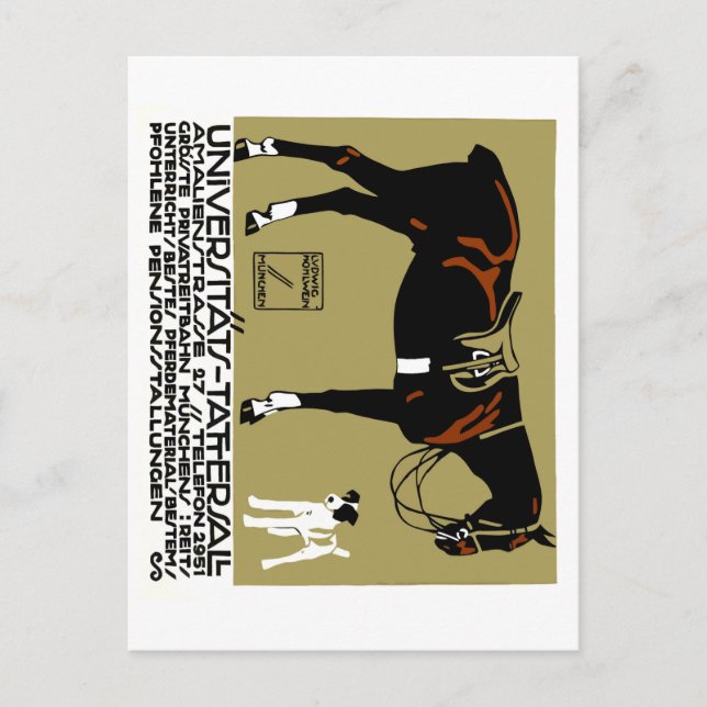 Cartão Postal 1912 Ludwig Hohlwein Horse Riding Poster Art (Frente)
