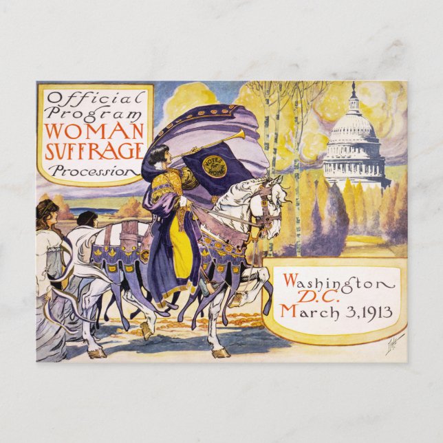Cartão Postal 1913 Marcha dos Direitos das Mulheres Washington D (Frente)