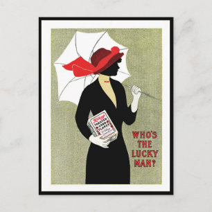 CARTÃO POSTAL 1914 ART DECO "SORTE HOMEM" CORN FLAKES ADV