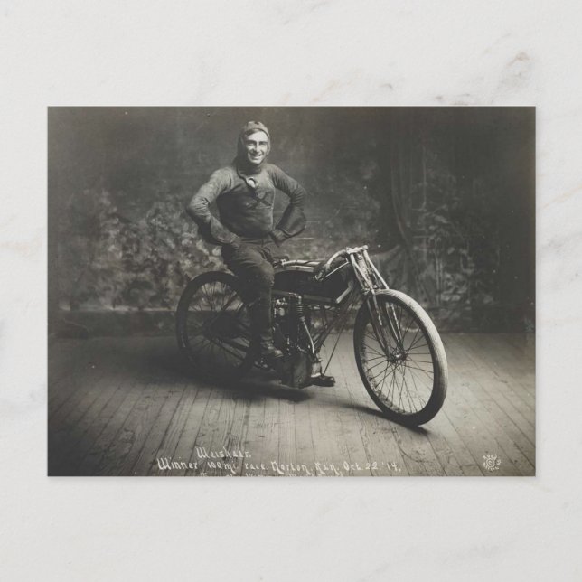 Cartão Postal 1914 recorde mundial de corrida de motocicletas No (Frente)