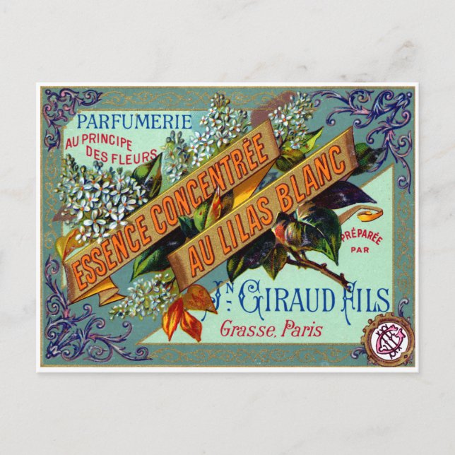 Cartão Postal 1915 perfume Lilac Branco Francês (Frente)