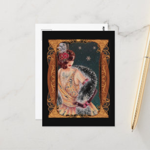 Cartão Postal 1920 Art Deco Lady