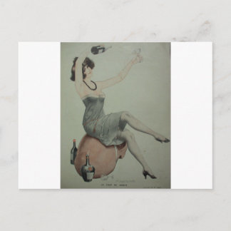 Cartão Postal 1920 Flapper Champagne Girl