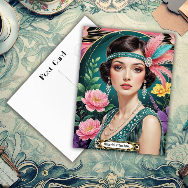 Cartão Postal 1920s Cocktail Elegance Flapper Girl (Criador carregado)