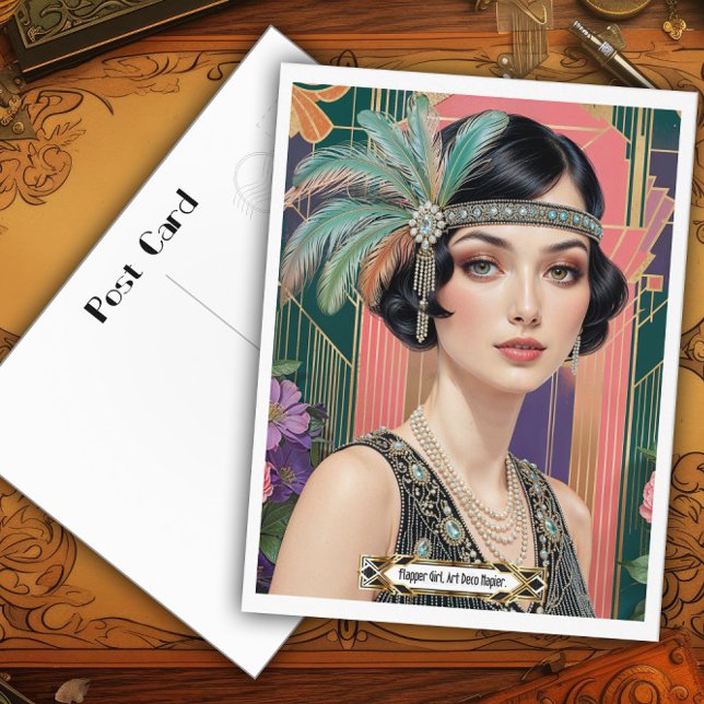 Cartão Postal 1920s Cocktail Elegance Flapper Girl (Criador carregado)