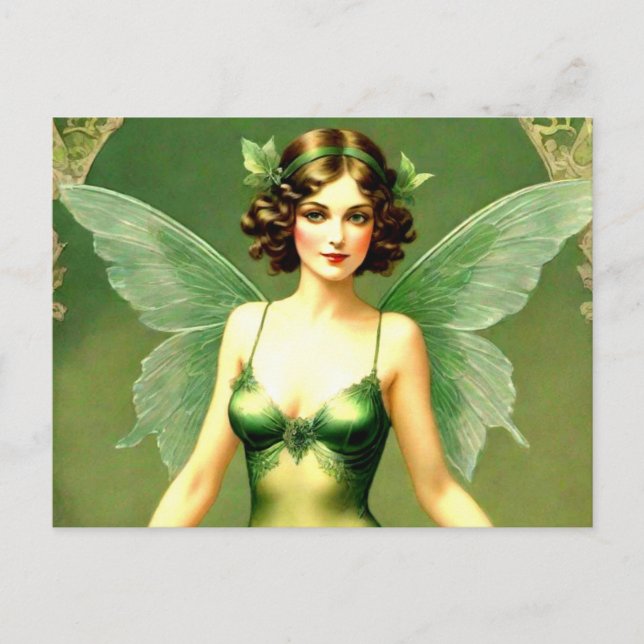 Cartão Postal 1920s Style Green Fairy (Frente)