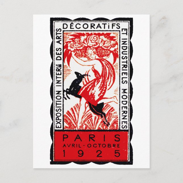 Cartão Postal 1925 Art Deco Poster de Paris (Frente)