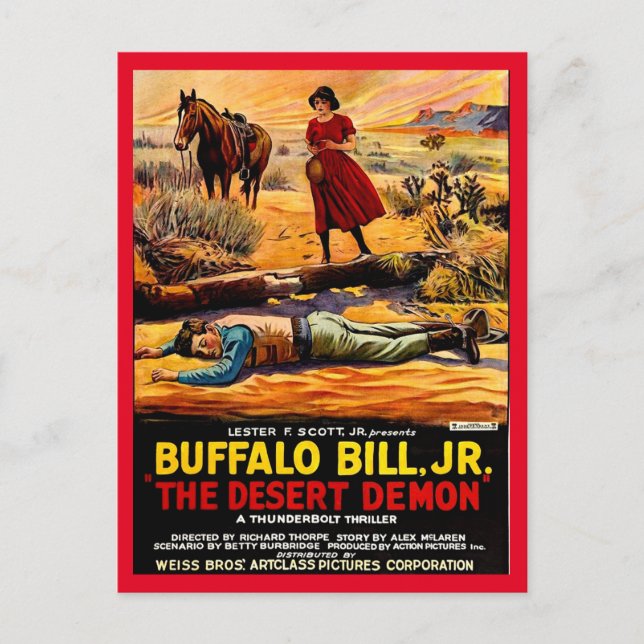 Cartão Postal 1925 Buffalo Bill Jr. - poster de filme do Desert  (Frente)