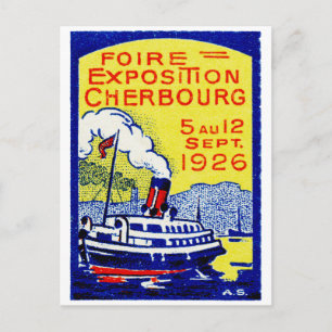 Cartão Postal 1926 Cherbourg France Poster