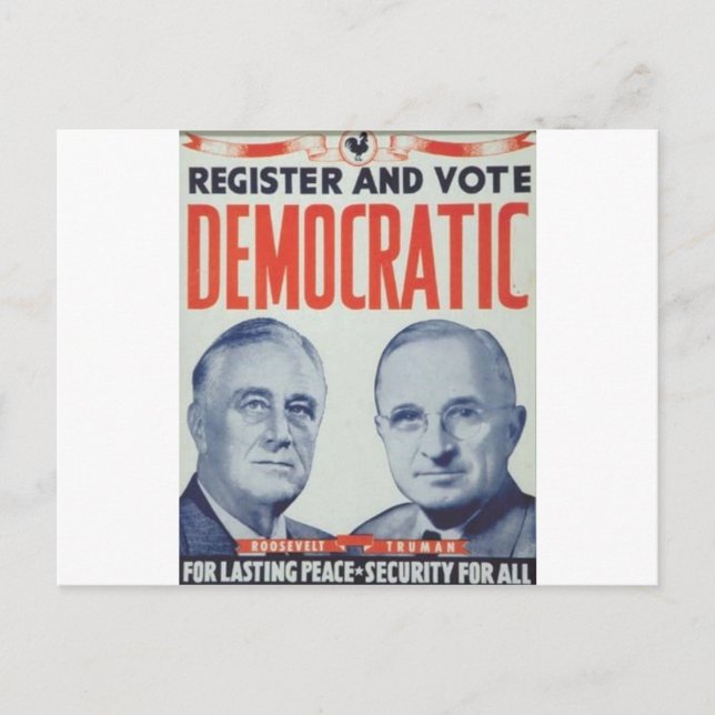 Cartão Postal 1940 Roosevelt - Truman (Frente)