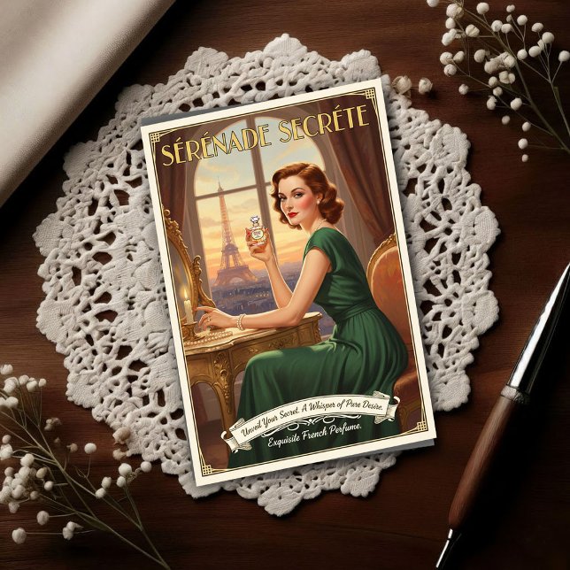 Cartão Postal 1940 Vintage Sérénade Secrète Perfume Advertising (Criador carregado)