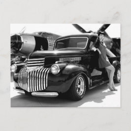 Cartão Postal 1941 Chevy Hot Rod Pickup Girl