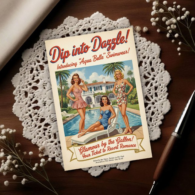 Cartão Postal 1948 Vintage Aqua Belle Swimwear Advertising (Criador carregado)