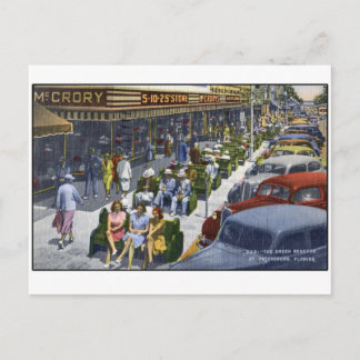 Cartão Postal 1949, Rua Petersburgo Flórida "The Green Benches"