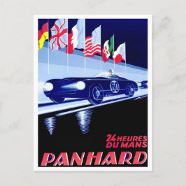 Cartão Postal 1950, Panhard Le Mans, propaganda das corridas de