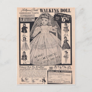 Cartão Postal 1950's Walking Doll Hollywood Bride