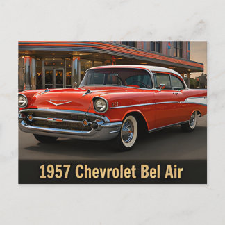 Cartão Postal 1957 Chevrolet Bel Air Classic Carro Americano Vin