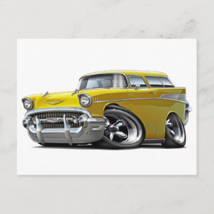 Cartão Postal 1957 Chevy Nomad Amarelo Hot Rod