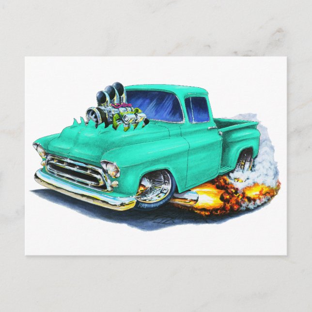 Cartão Postal 1957 Chevy Pickup Seafoam Green (Frente)