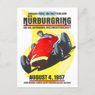 Cartão Postal 1957 Grande Prêmio de Nurburgring de corridas vint