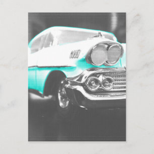Cartão Postal 1958 chevy impala azul brilhante carro clássico