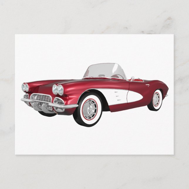Cartão Postal 1961 Corvette C1: Candy Apple Finish: (Frente)