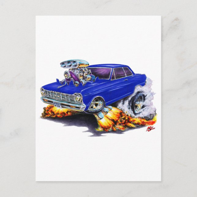Cartão Postal 1962-65 Carro Azul Nova Dark (Frente)