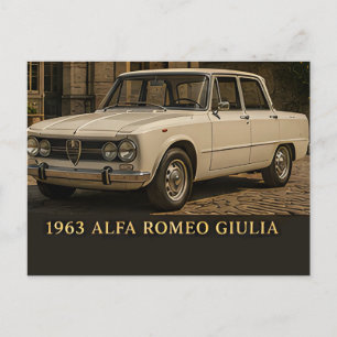 Cartão Postal 1963 Alfa Romeo Giulia Clássico Italiano Seda Desp