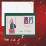 Cartão Postal 1966 Christmas First Day Cover | Antique Holiday<br><div class="desc">Share a touch of whimsical nostalgia this festive season with this antique 1966 Christmas postage stamp postcard, perfect for the analogue archivist. Featuring a striking, high-resolution scan of the original British holiday First Day Cover—complete with charming, retro illustrations of Father Christmas and a snowman—this piece of digitised postal history provides...</div>