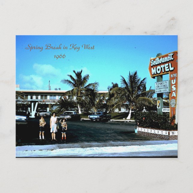 Cartão Postal 1966 o motel o mais southernmost Key West, férias (Frente)