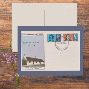 Cartão Postal 1966 Robert Burns Primeiro Dia Capa Antiga Literár